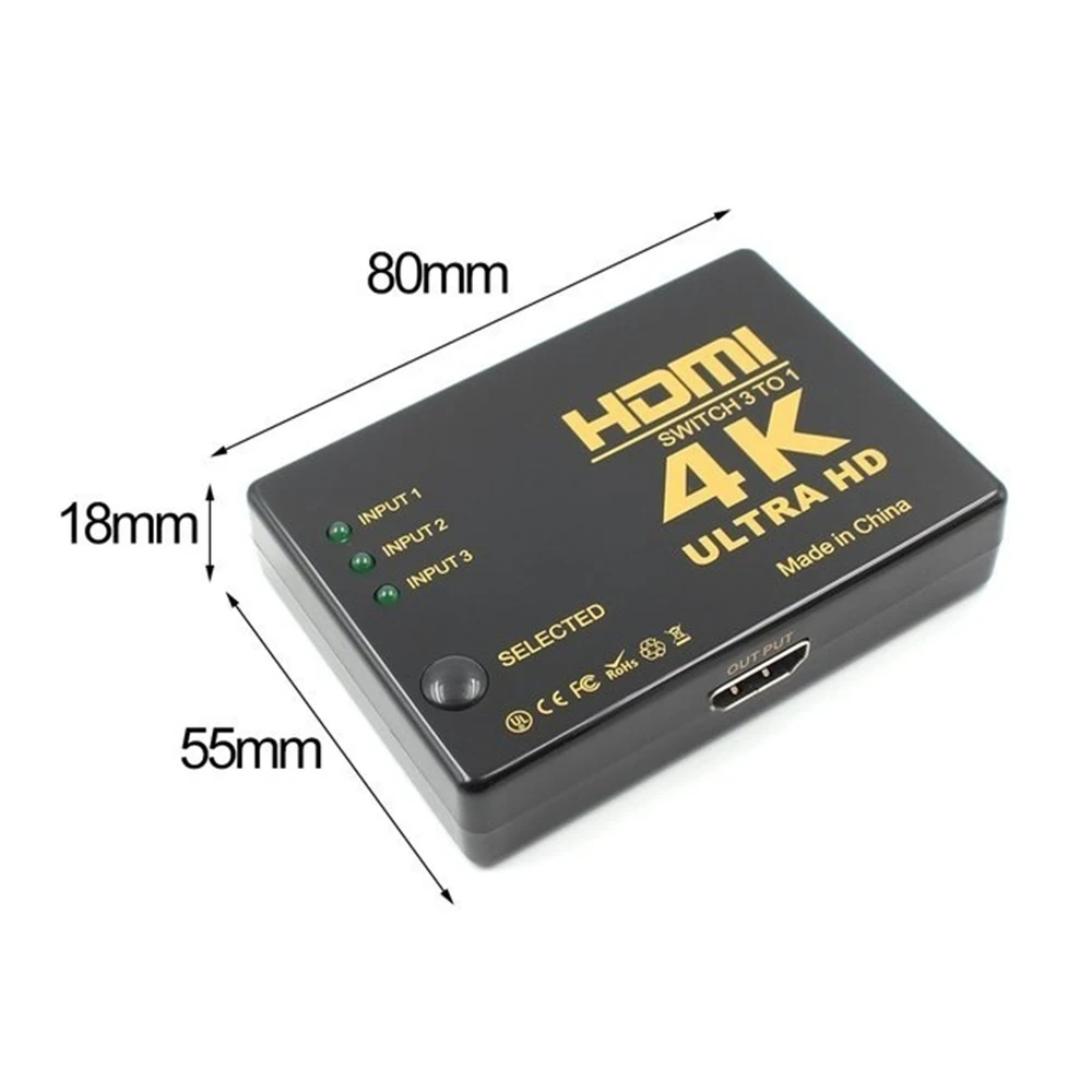 1080P 4K* 2K HD 3 порта выход HDMI переключатель сплиттер тв коммутатор коробка видео аудио адаптер для HD ТВ ПК Xbox PS3 PS4 DVD