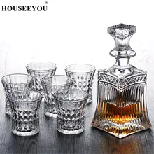 HOUSEEYOU, Европейский винный набор, бокалы, 1 графин+ 4 виски, красивая Хрустальная бутылка, ограниченная серия, роскошный бессвинцовый кристалл