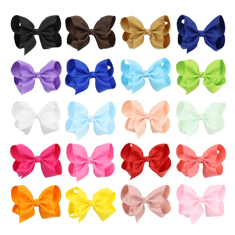 20 pcs Baby Hair Accessories Clip PrintedBow Clip Butterfly Hairpin Big Hair Clip Pure Color Handmade Hair Accessories For Girl (2)