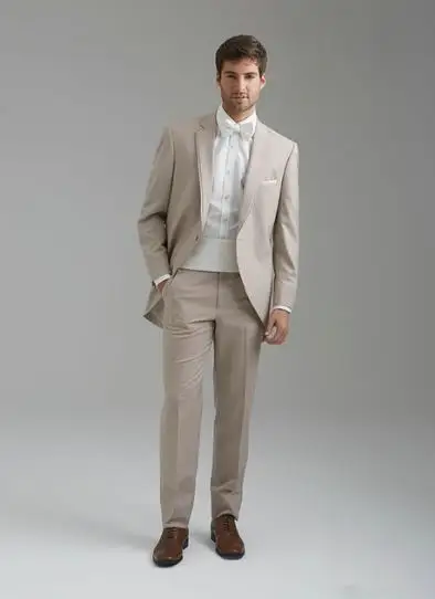 

Custom champagne single button men's suit (jacket + pants) casual wear slim suit suit wedding new Lang groomsman dress