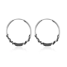 Европейский Винтаж серебряного цвета кольцо серьги круг ручной работы Прохладный 24 мм большие серьги кольца для женщин Bijoux ювелирные изделия