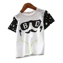 Girl Clothing 2016 Cartoon Figure Children Minions Headset Pattern Short Sleeve Cotton T-Shirts For Baby Boys Girls T-shirts