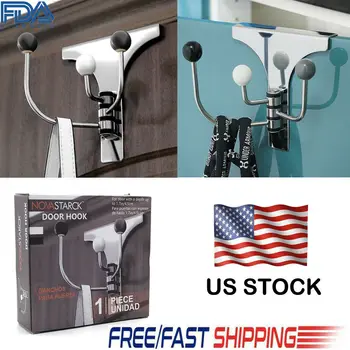 

1p Stainless Steel Over the Door X Dual Hanger Door Hooks Over the Door Hanger Coat Hat Clothes Bag Rack Wardrobe Wall Organizer
