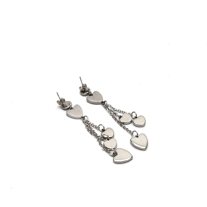 

2019 new style wholesale stainless steel earring heart drop earring silver color personalized drop earring for women E032220