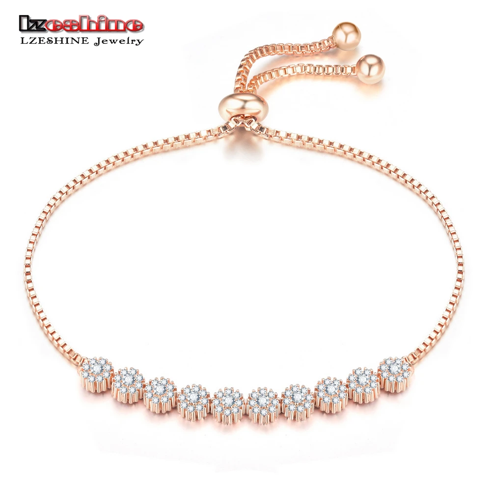 LZESHINE New Trendy Tennis Bracelet Pave CZ Adjustable Link Chain