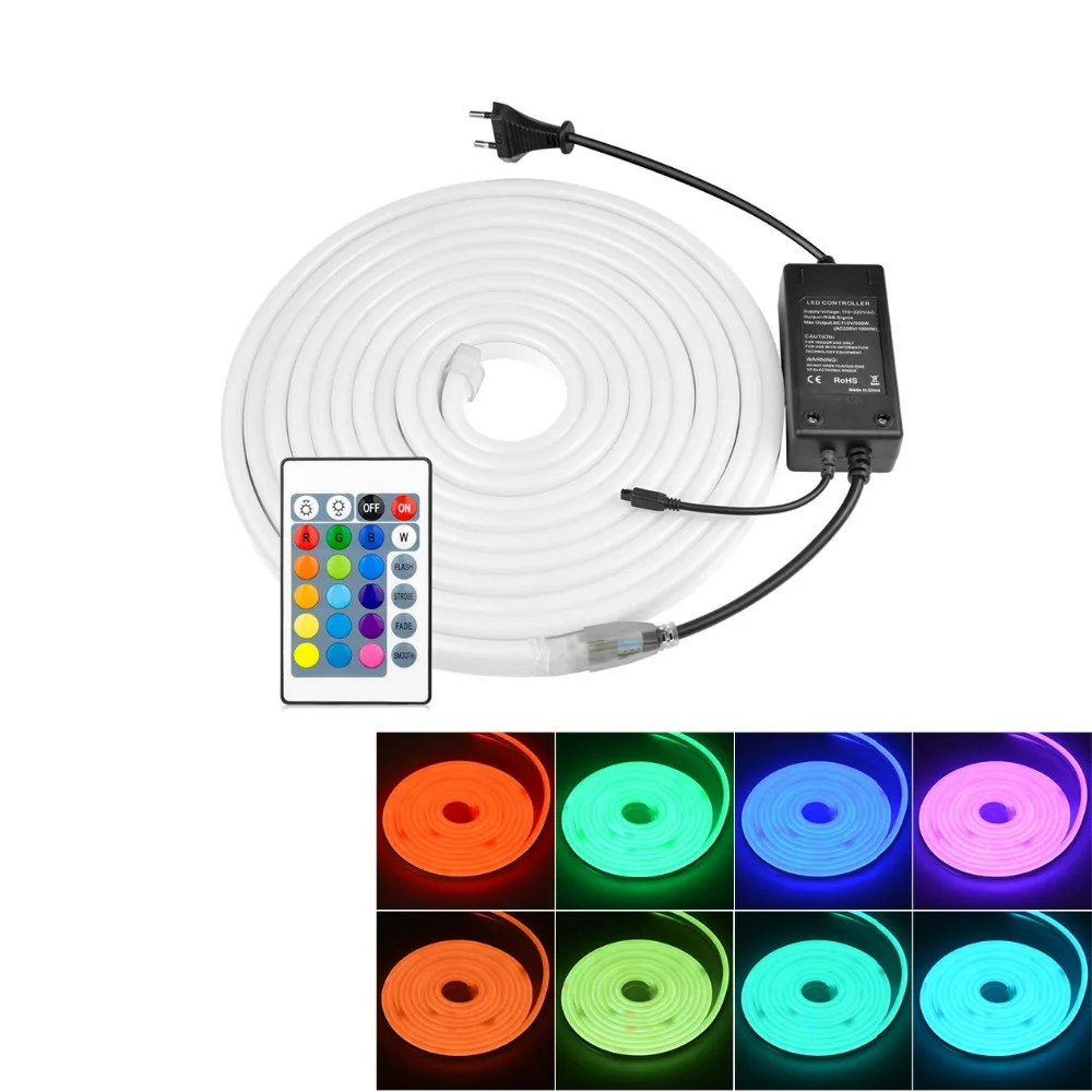 

Neon LED Strip Light Flexible 220V With EU Plug Waterproof RGB Fairy Neon Sign Outdoor Holiday Light New Year Neon Diode Ribbon