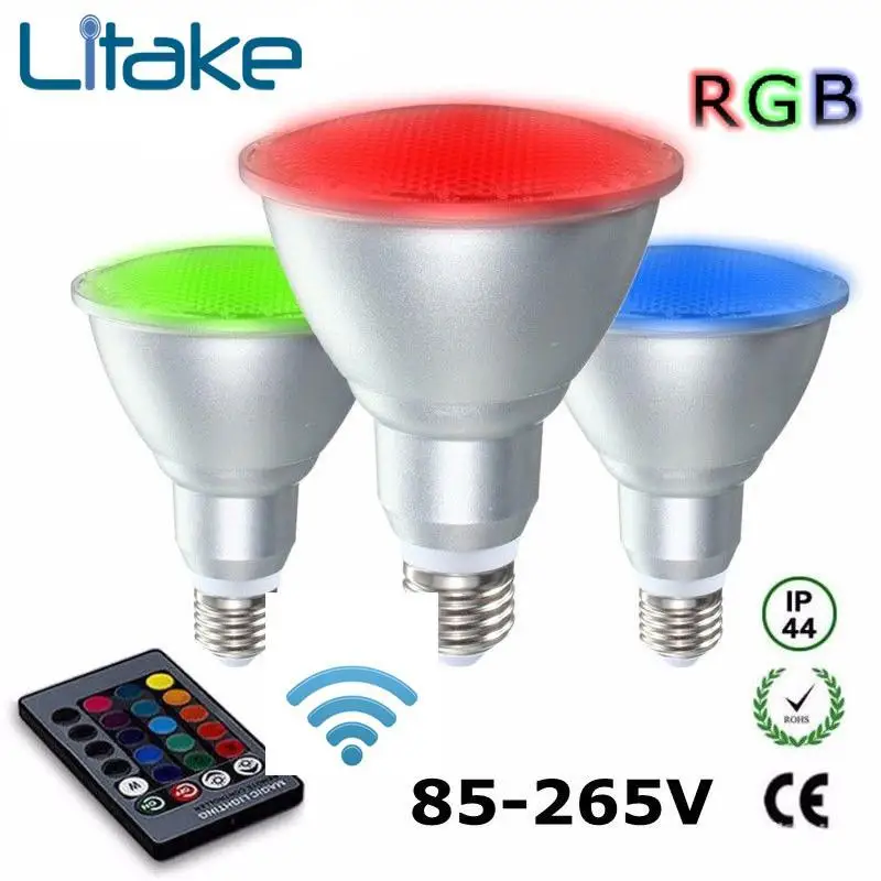 

Litake 10W 20W Par30 Par38 LED RGB Spotlight Bulb Outdoors Water-Resistant Color Changing Magic Bulb