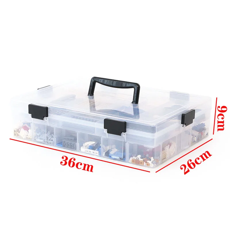 Строительные блоки игрушки большой емкости ручной детский чехол для хранения прозрачный пластиковый органайзер коробка может регулировать место для хранения