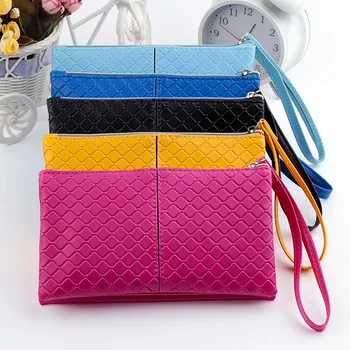 

Women Long Purse Fashion Girl PU Leather cheap Coin Wallet mobile phone Card Holders zipper Handbag wristlet clutch Bag