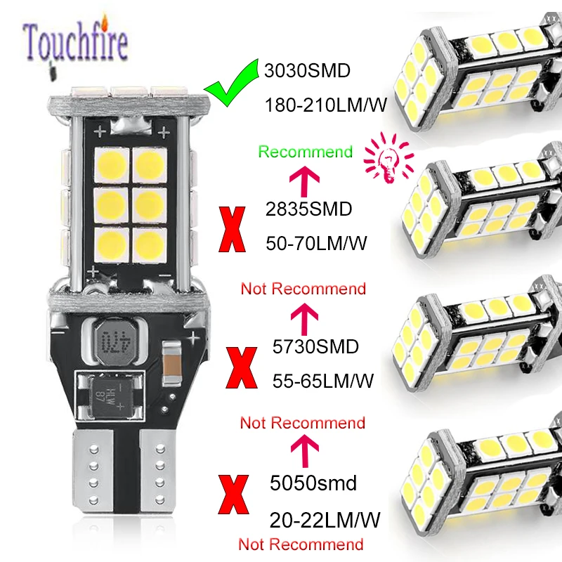 Автомобильная лампа T15 W16W 7440 7443 P21W Canbus 2 шт. 3030SMD 24LED стоп сигнал заднего хода белый