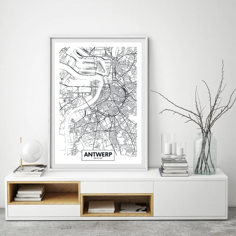 Antwerp Map Prints Home Decor