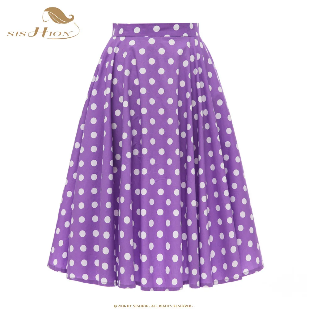 SISHION Polka Dot Skirts Women Summer Dark Pink White Lilac Purple