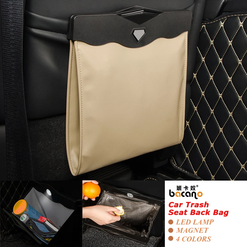 

Led Dual-use Storage Bag Car Vehicle Trash Rubbish Bin Garbage Can Styling Dust Case Seat Back Bag For Nissan Ashtray Barrel