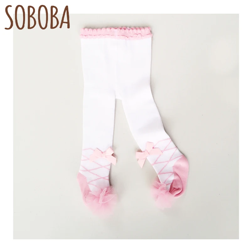 

Soboba Children Tights for Baby Girls Candy Color Lace Bowknot Pantyhose 0-3 Yrs Cute Summer New Kids Baby Princess Tights