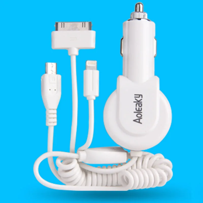 

3 In 1 Multi-function Car Charger High Current Dual USB Port 2000MA Cable Chargers