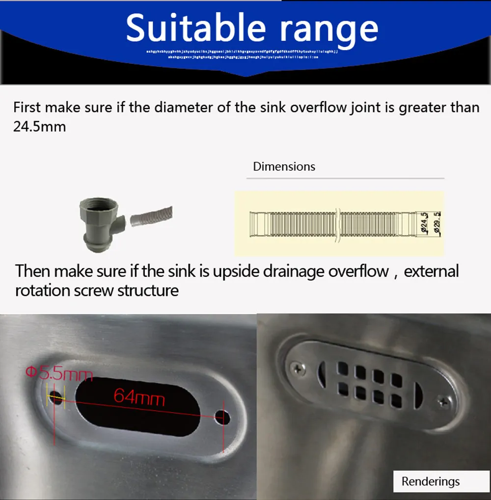 para transbordamento e drenagem contra vazamento, acessórios para banho e cozinha