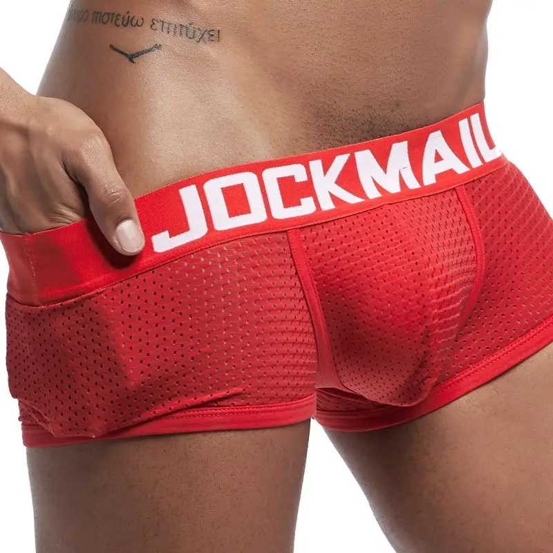 Мужские трусы боксеры JOCKMAIL дышащие сетчатые с карманом для пениса сексуальное