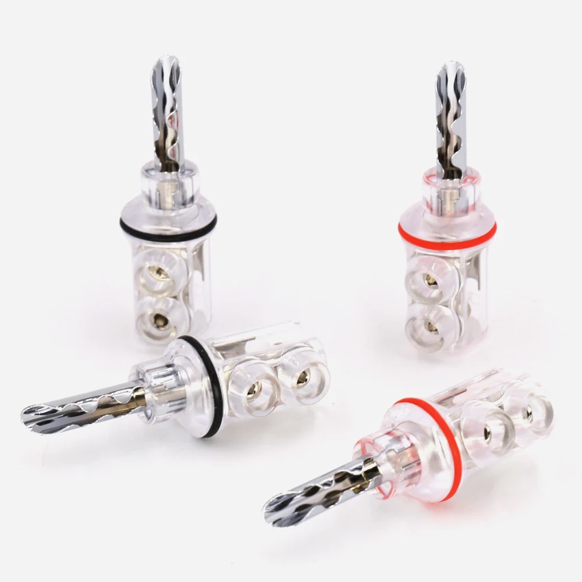 

Hifi audio 4pcs/pack 4mm Rhodium plated BFA banana Transparent Cover Audio Banana Plug for speaker cable