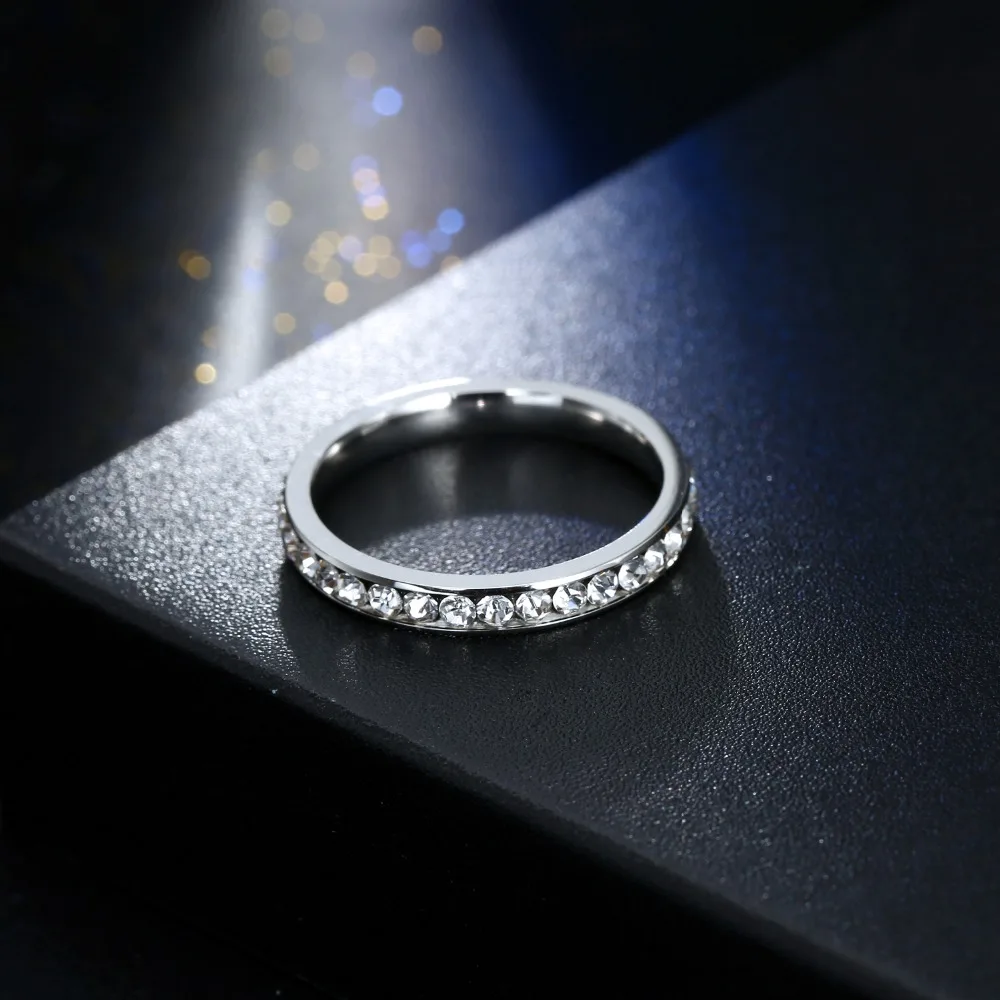 Vienkim серебряное, титановое, цинковый сплав, минималистское кольцо для женщин, CZ Австрийское кольцо с кристаллами для женщин, свадебные ювелирные изделия