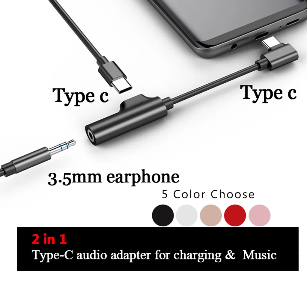 

L Type USB C to 3.5mm AUX Audio Cable Headphone Adapter Type-C to 3.5 Jack Earphone Cable for Huawei Mate 20 P20 Xiaomi Mi 6