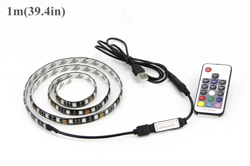 USB RGB LED Strip 5050 Flexible Adhesive Tape Multi-color Changing Lighting Kit for Flat Screen HDTV LCD Desktop PC Monitor