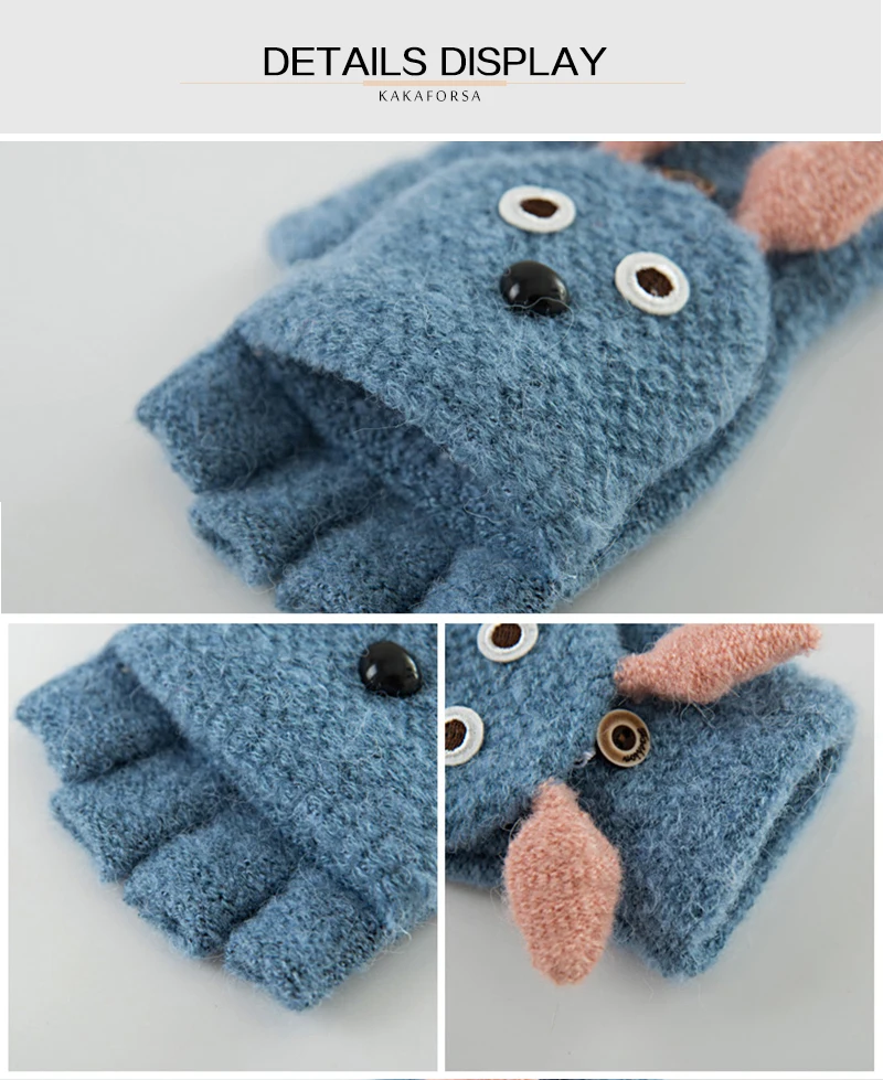Kakaforsa женские перчатки без пальцев кролик трикотажные Прихватки для мангала Женская зимняя Вязание Теплые наручные ручной прихватки