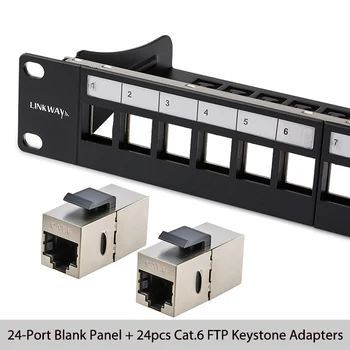 

24port CAT6 Gbit Patch Panel Incl. 24pcs RJ45 Keystone Adapters Free-connection!