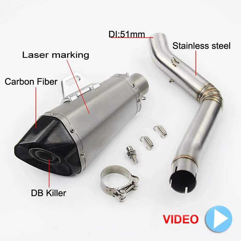 

2017 Motorcycle Full System Exhaust Mid Link Pipe Motorbike Laser Marking For Benelli Carbon Fiber Muffler For Benelli TRK 502