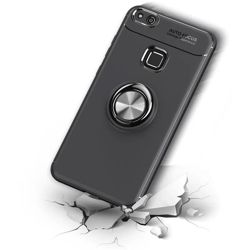 

Luxury High Quality Anti-knock Soft Silicone Back Cover Case For Huawei P10 Lite /P10 Plus /P10 With Color Ring Bracket
