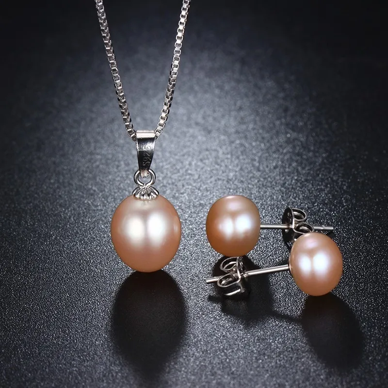 Jewelry Sets Jewelry Set Women Earrings HENGSHENG Natural Black Pearl Set For Women Stud Earring and Pendant, Wedding Jewelly Sets