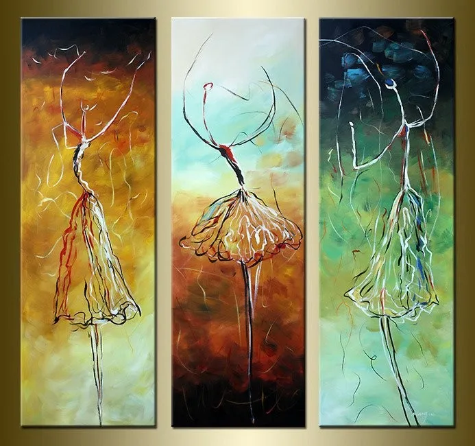 Free Shipping !!! The Dancers Handpainted Modern Oil Painting Canvas Top Home Decoration JYJLV064 | Дом и сад