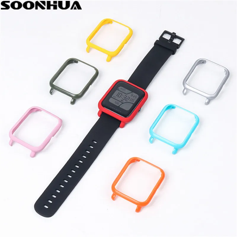 Тонкий чехол SOONHUA цветная рамка для часов ПК защитный Huami Amazfit Bip Younth