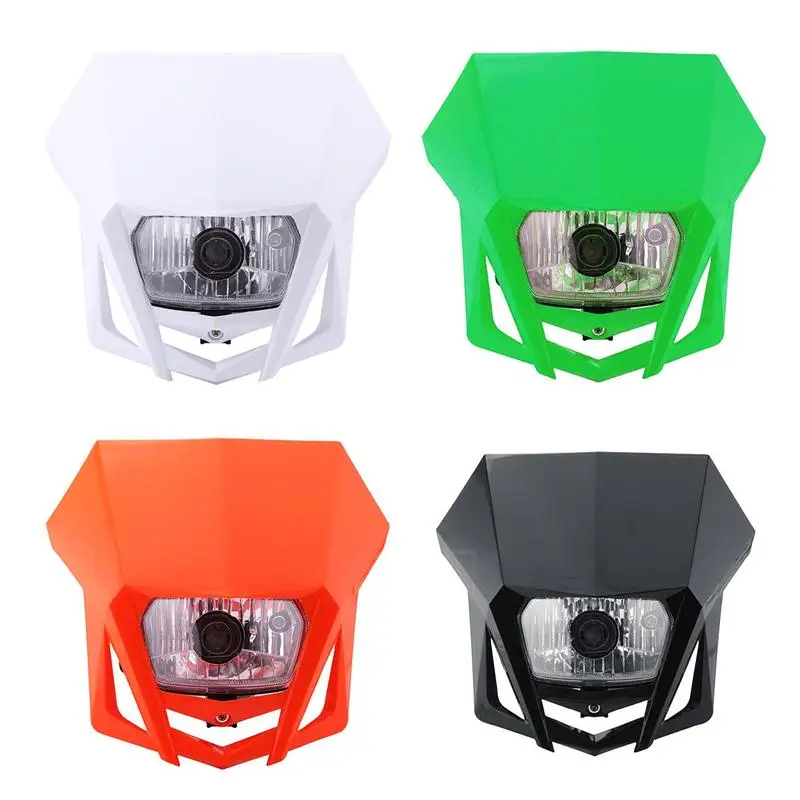 Motorcycle Headlight Fairing Kit Hi Lo beam Enduro Halogen Bulb 12V White Black Green Orange For