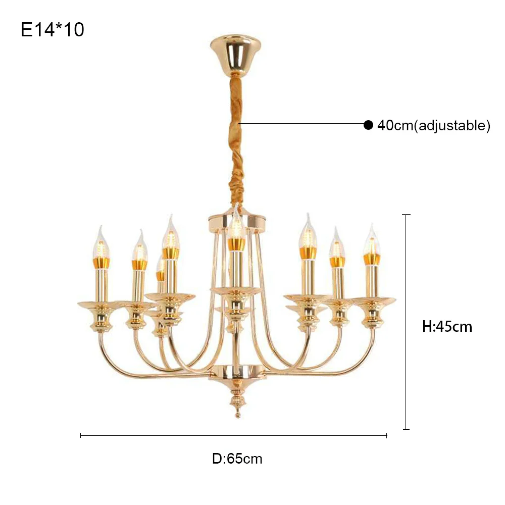 Moder Luxury Design E14 Iron Champagne Gold Led Chandelier Lighting Fixtures for Home Loft Staircase Living Room Bedroom Lamp (8)