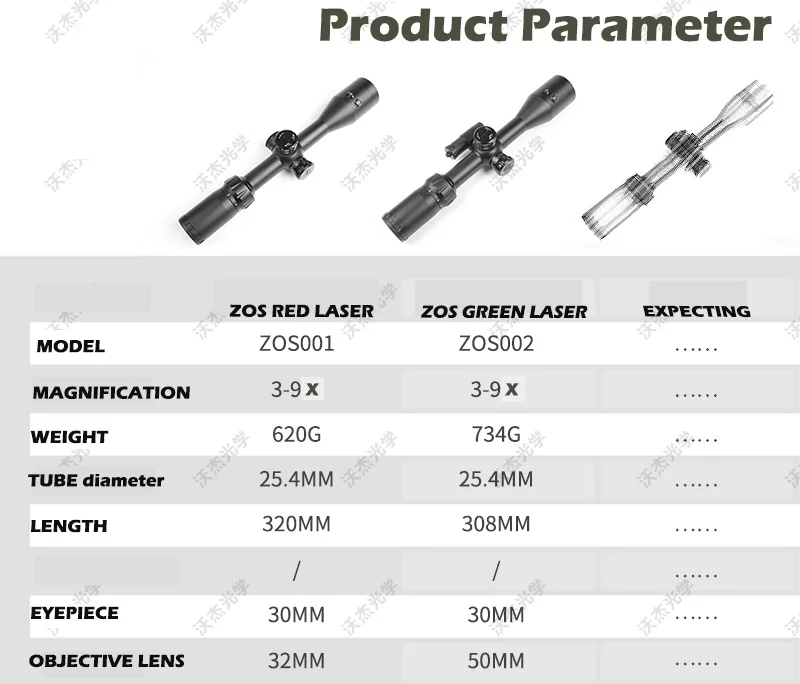 Горячая Распродажа zos3-9xRED Тактический RiflesScope для AirRifle снайперская охотничья Оптика прицел красный лазер для съемки на открытом воздухе