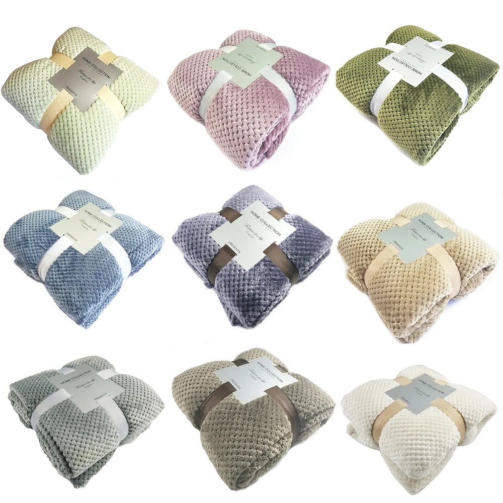 

Flannel Bed Blanket Super Soft Warm Fleece Blanket Mesh Pattern Towel for Aircraft Bed Car Travel