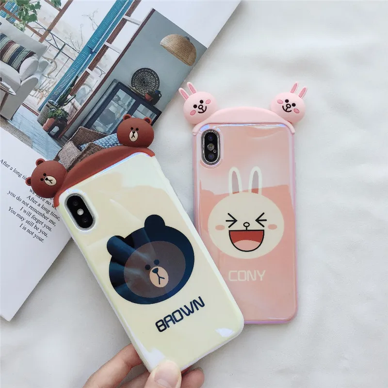 

3D Cartoon Sesame Street Bear Rabbit Pink Panther Blue Light IMD Case For iPhone Xs XR Xs Max Case For iPhone X 6 6s7 8 Plus