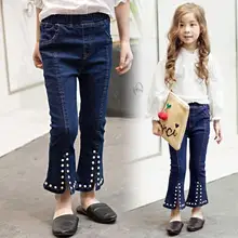 MiZi TerJoJo/расклешенные штаны джинсовые штаны для девочек весенние синие джинсы для девочек от 2 до 7 лет мягкие детские летние длинные брюки для детей JM18
