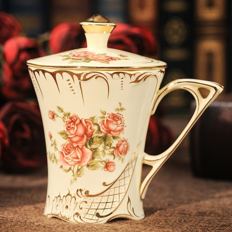 European High Quality Ivory Porcelain Elegant Coffee Cup Ceramic Mugs
