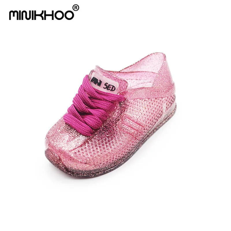 Mini Melissa/спортивные сандалии; Повседневная прозрачная детская обувь для девочек; бразильские прозрачные сандалии для девочек; дышащие сандалии; 13-15,5 см - Цвет: Purple