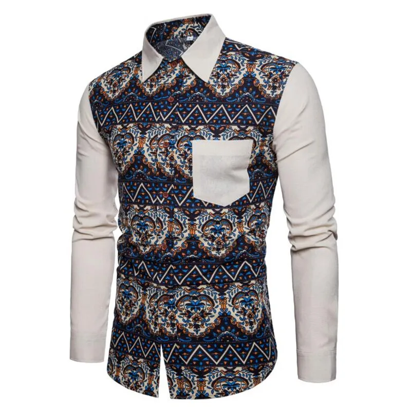 5XL рубашка большого размера, мужская рубашка с длинным рукавом в этническом стиле, Camisa Masculina, летняя льняная брендовая одежда, мужские повседневные рубашки - Цвет: 59