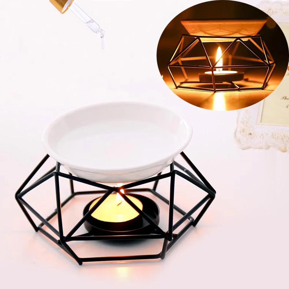 Теплее масляной горелки Подсвечники Tealight Железный подсвечник украшение дома черный