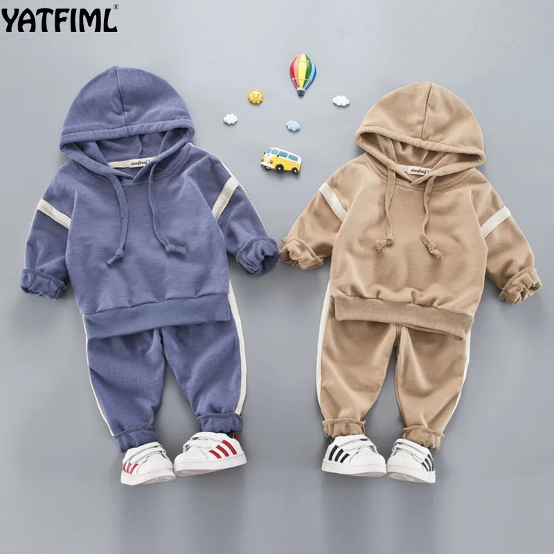 

YATFIML 2019 Spring Autumn Training suit kids Sports Wear for boys casual hooded outfits long sleeve coat+pants 2pcs 0-4T