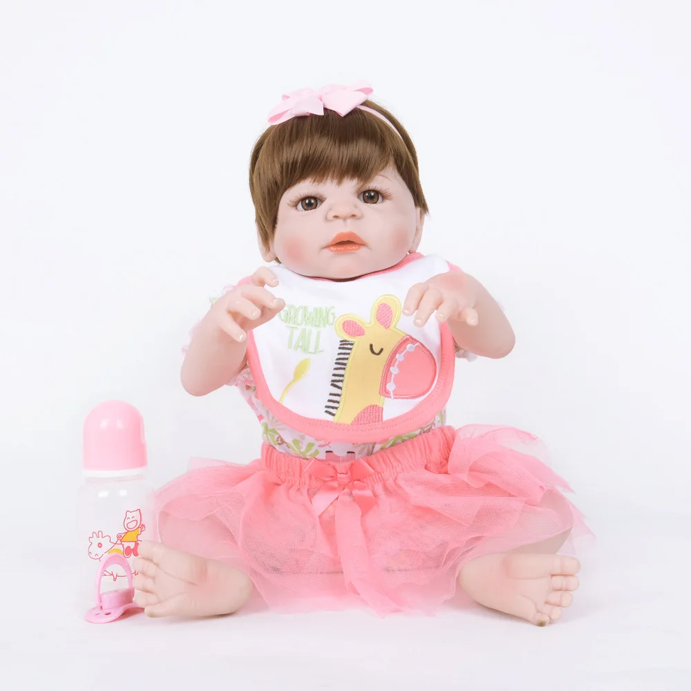 

55cm Lifelike Full Silicone Newborn Doll Lovely Reborn Baby Doll Toy for Kids Girl Birthday Christmas Gift