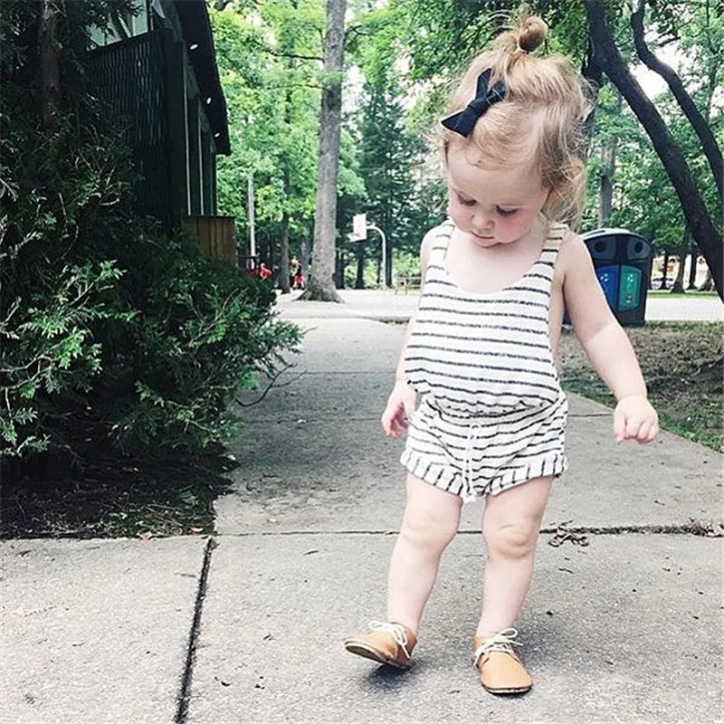 Kids Girls Rompers Cotton Striped Overall Summer Baby Girl Boy Rompers Infant Toddler Romper Baby Girl