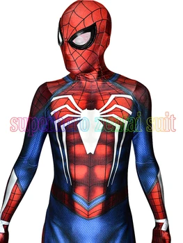 

PS4 Spiderman Costume spandex Halloween Superhero Catsuit Adult Men Anime Insomniac Spiderman Cosplay Zentai suit free shipping