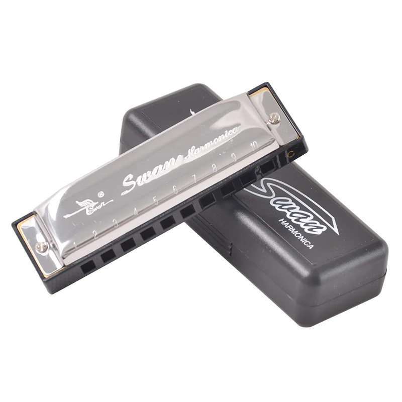 New 10 Holes 20 Scales Blues Harmonica Silver Color Key of C Harmonica