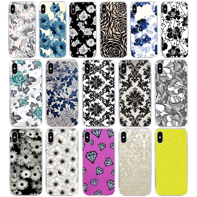 39aq Black And White Flower Wallpaper Soft Silicone Tpu Cover Phone