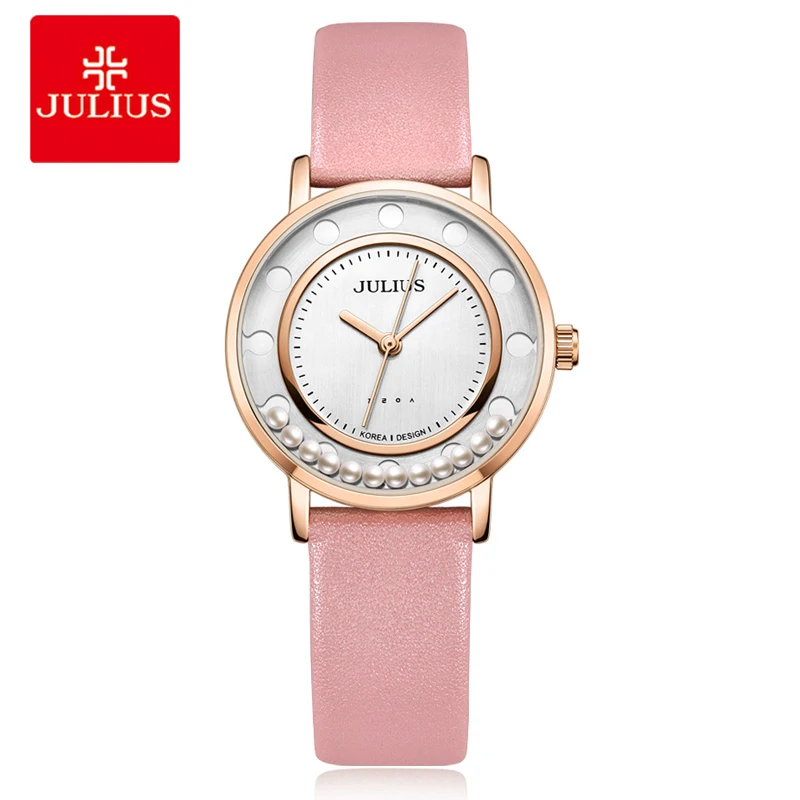 

Julius Rolled Pearl Dial Ladies Bracelet Watches Fashion Female Leather Watches Women Quartz Clock Wrist watch Montre Femme