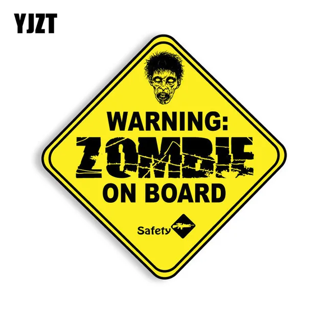 Cheap YJZT 15x15cm ZOMBIE On Board Funny Warning Retro-reflective Stickers Car Window Decals C1-8031